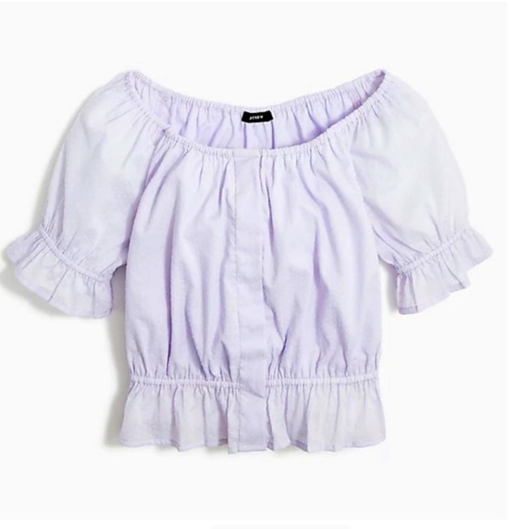 J. Crew gathered scoop neck crop top size M lavender - Picture 1 of 9